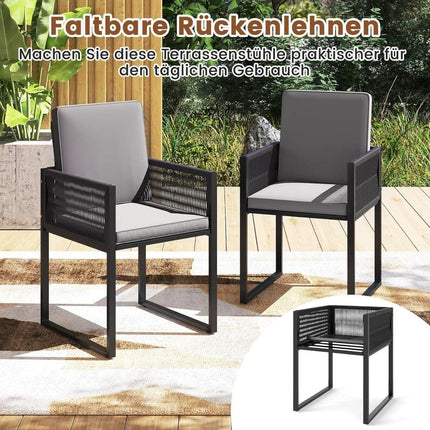 Ensemble de patio en rotin 5 pièces avec coussins et table