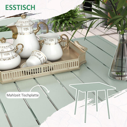 Ensemble De Salon De Jardin 5 Pièces Avec 1 Table À Manger, 4 Chaises Empilables, Salon De Jardin, Pour Balcon, Terrasse, Acier, Vert