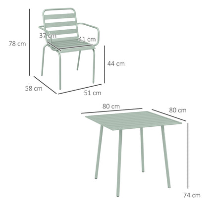 Ensemble De Salon De Jardin 5 Pièces Avec 1 Table À Manger, 4 Chaises Empilables, Salon De Jardin, Pour Balcon, Terrasse, Acier, Vert