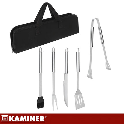 Ensemble de 5 ustensiles de barbecue en acier inoxydable avec étui