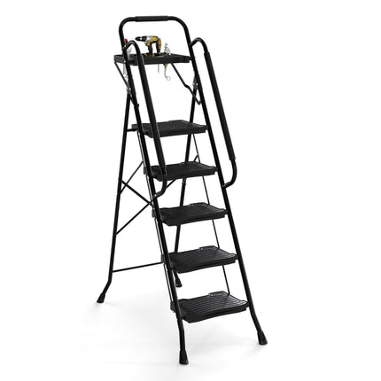 Échelle pliante à 5 marches avec plateau à outils, capacité de 150 kg