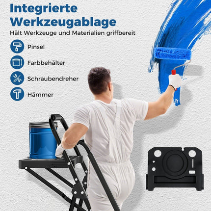 Échelle pliante à 5 marches avec plateau à outils, capacité de 150 kg