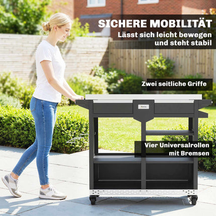 Chariot à barbecue à 5 niveaux avec étagères réglables et porte-épices