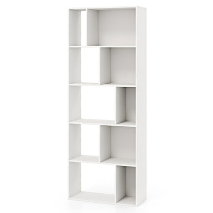 Bücherregal mit 5 Ebenen und 10 Fächern, freistehendes Raumteilerregal, Holzregal, offenes Regal
