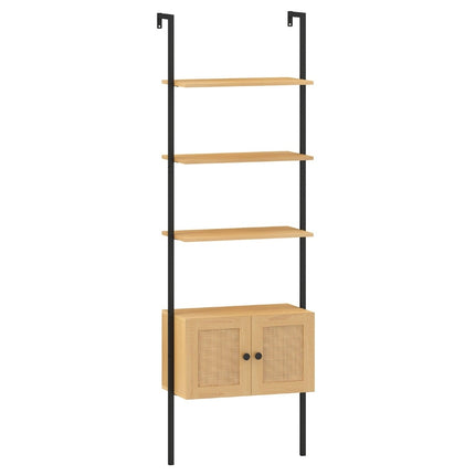 Bibliothèque échelle à 5 niveaux avec armoire, structure métallique, 184 cm