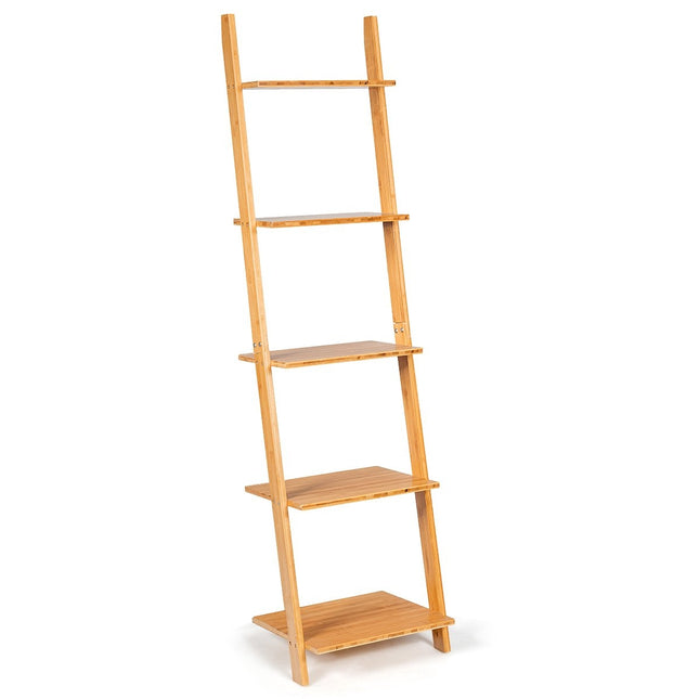 Étagère échelle à 5 niveaux en bambou, bibliothèque étroite, étagère sur pied, 43 x 35 x 165 cm, naturel