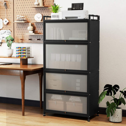 Armoire de cuisine métallique à 5 niveaux avec portes et roulettes