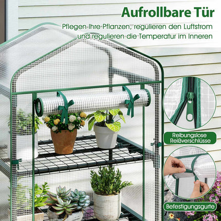 Mini-serre à 5 niveaux avec bâche en PE et porte enroulable