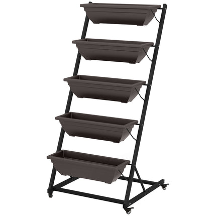 5-stöckiger Pflanzenständer mit Rollen, 145 cm hoch, Stahl