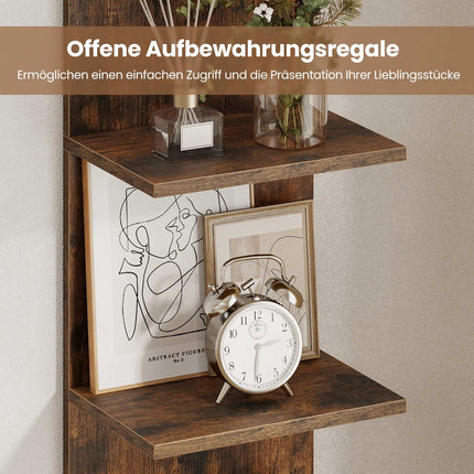 Wandregal aus Holz mit 5 Etagen, rustikales Braun