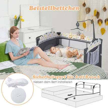 Lit bébé 5 en 1 avec matelas, table à langer et arche de jeux