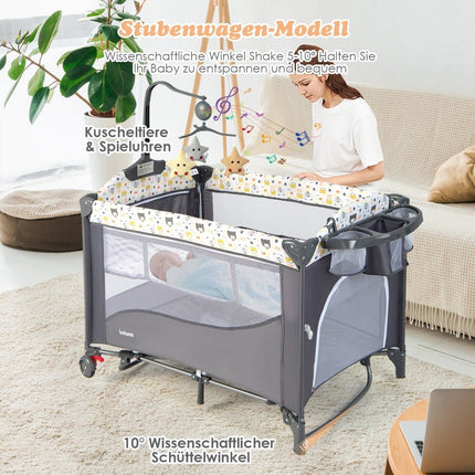 Lit bébé 5 en 1 avec matelas, table à langer et arche de jeux