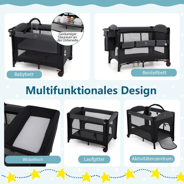 5-in-1 Babyreisebett mit Matratze und Wickeltisch