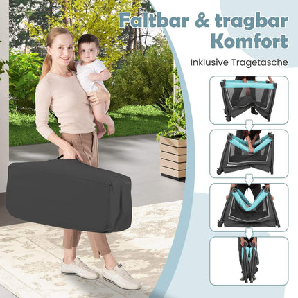 Lit bébé pliable 5 en 1 avec berceau et matelas à langer