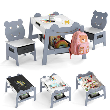 Table d'activités 5 en 1 pour enfants avec rangement, grise