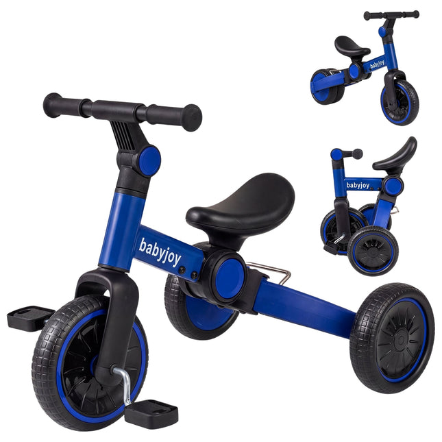 Vélo d'équilibre 5 en 1 pour enfants avec guidon réglable, bleu