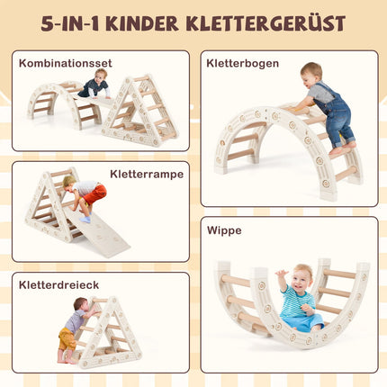 Ensemble d'escalade 5 en 1 pour enfants avec toboggan et rampe réglable