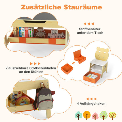 Ensemble table et chaises pour enfants 5 en 1 avec tableau noir et rangement