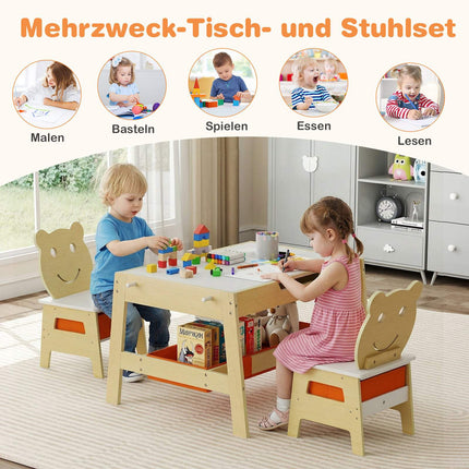 Ensemble table et chaises pour enfants 5 en 1 avec tableau noir et rangement