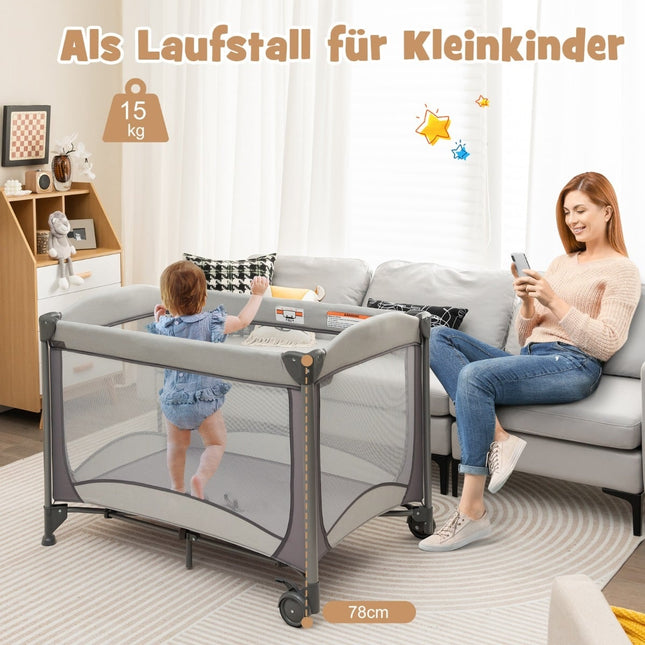 5-in-1 Tragbares Babybett, Wickeltisch & Stubenwagen