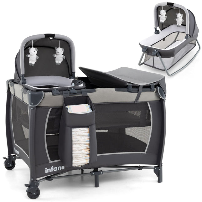 Lit bébé portable 5 en 1 avec table à langer et berceau