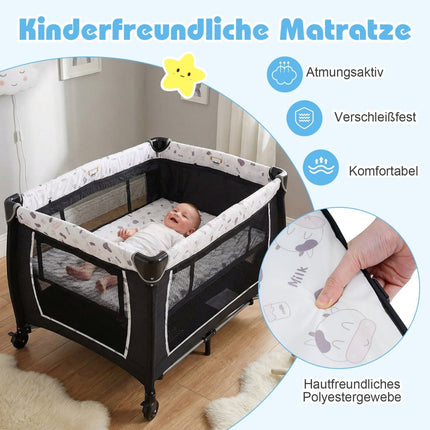 Lit bébé portable 5 en 1 avec table à langer et jouets