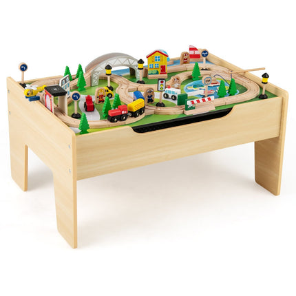 Ensemble de table de train en bois 5 en 1 avec plateau réversible