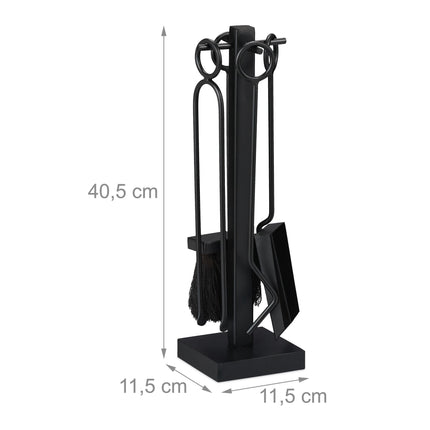 5-teiliges schwarzes Kaminbesteck