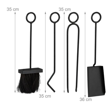 5-teiliges schwarzes Kaminbesteck