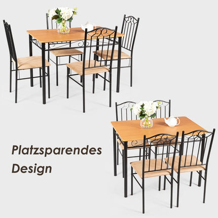 5-teiliges Esstisch-Set mit 4 gepolsterten Stühlen Essgruppe für Esszimmer Küche