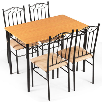 5-teiliges Esstisch-Set mit 4 gepolsterten Stühlen Essgruppe für Esszimmer Küche