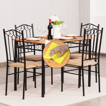 5-teiliges Esstisch-Set mit 4 gepolsterten Stühlen Essgruppe für Esszimmer Küche
