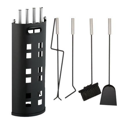 Ensemble de cheminée 5 pièces en noir