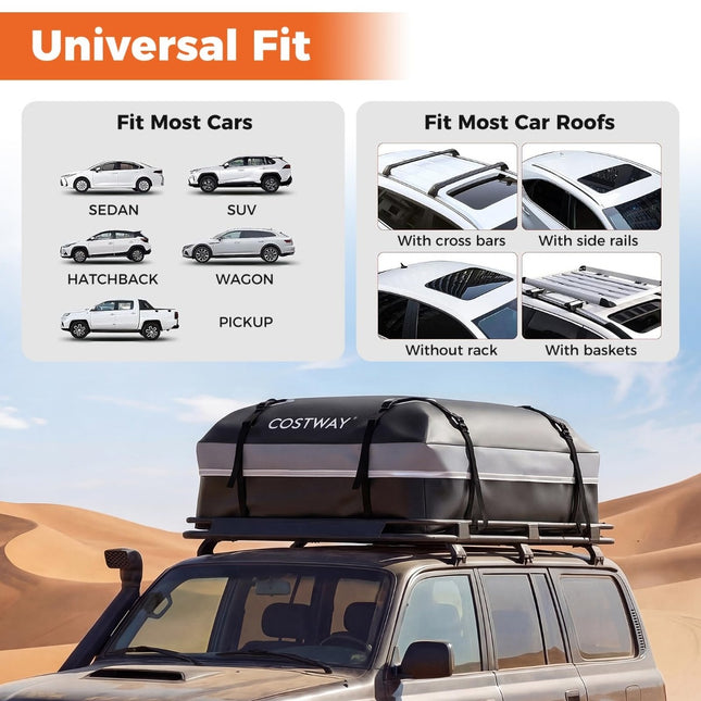 Coffre de toit pour voiture 600 L, PVC étanche, tapis antidérapant, verrouillable