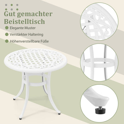 60 cm Runder Terrassentisch aus Aluminiumguss – Verstellbare Füße
