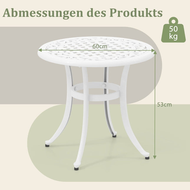 Table de patio ronde en aluminium moulé de 60 cm - Pieds réglables