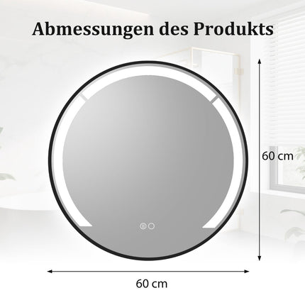 60 cm runder LED-Badspiegel mit Anti-Beschlag-Funktion