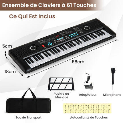 61-Tasten-Anfänger-Keyboard mit Mikrofon und Tragetasche