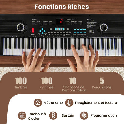 61-Tasten-Anfänger-Keyboard mit Mikrofon und Tragetasche