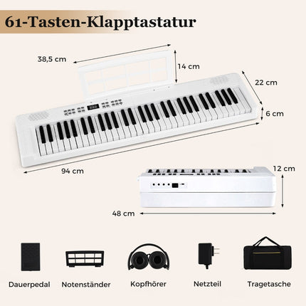 Clavier électronique pliable 61 touches avec MIDI et fonction split