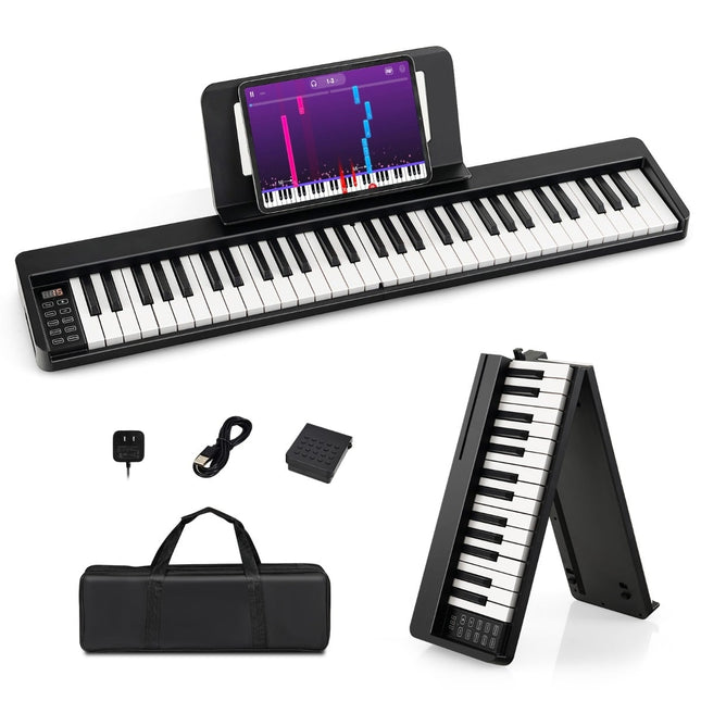 Piano numérique pliable 61 touches avec Bluetooth et accessoires