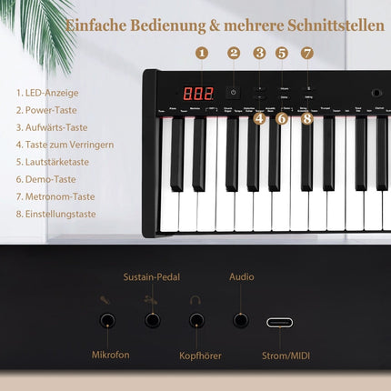 Clavier électronique portable 61 touches avec support et tabouret