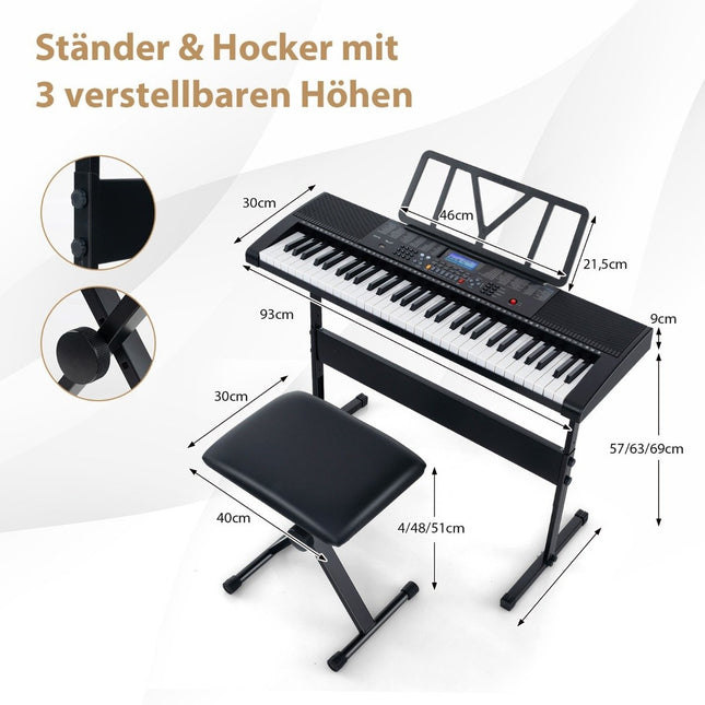 Clavier électronique portable 61 touches avec support et tabouret
