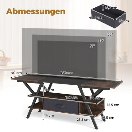 Meuble TV 65 pouces avec éclairage LED et rangement