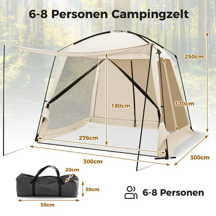 Wasserdichtes 6-8-Personen-Campingzelt mit Vorzelt