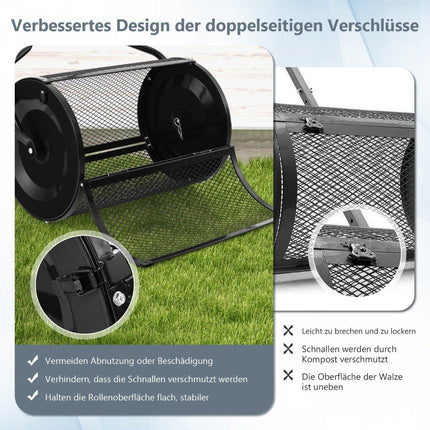 Épandeur de compost de 68 cm de large avec barres latérales améliorées et poignée en forme de U noir