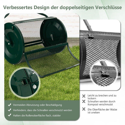 Épandeur de compost de 68 cm de large avec barres latérales améliorées et poignée en forme de U vert