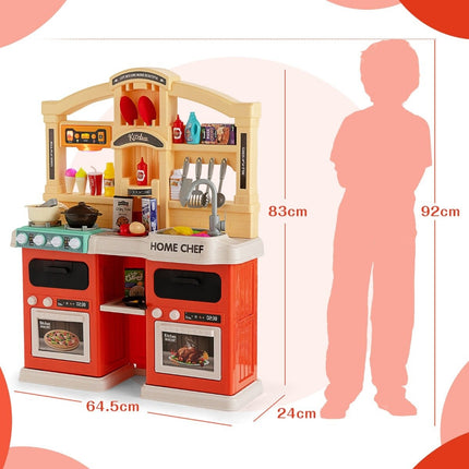 Cuisine de jeu de 69 pièces avec effets de vapeur et de cuisson, orange, 66 x 23 x 83 cm