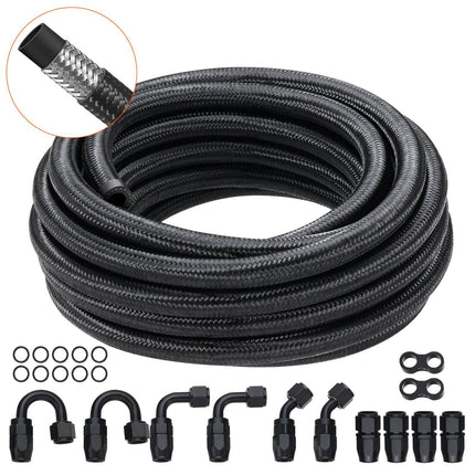 6AN Fuel Line Kit, 20 ft Braided Hose, 12 Fittings