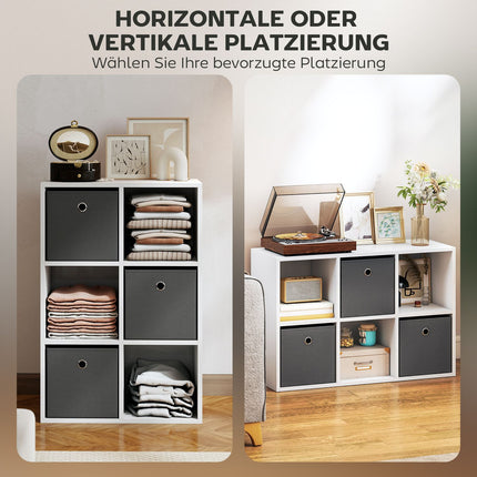 6-Würfel-Lagerregal mit 3 Stoffschubladen, Grau